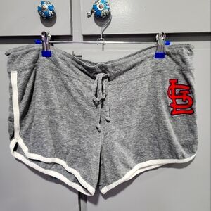 MLB STL Cardinals Gray Women's Shorts with Red Logo, XL